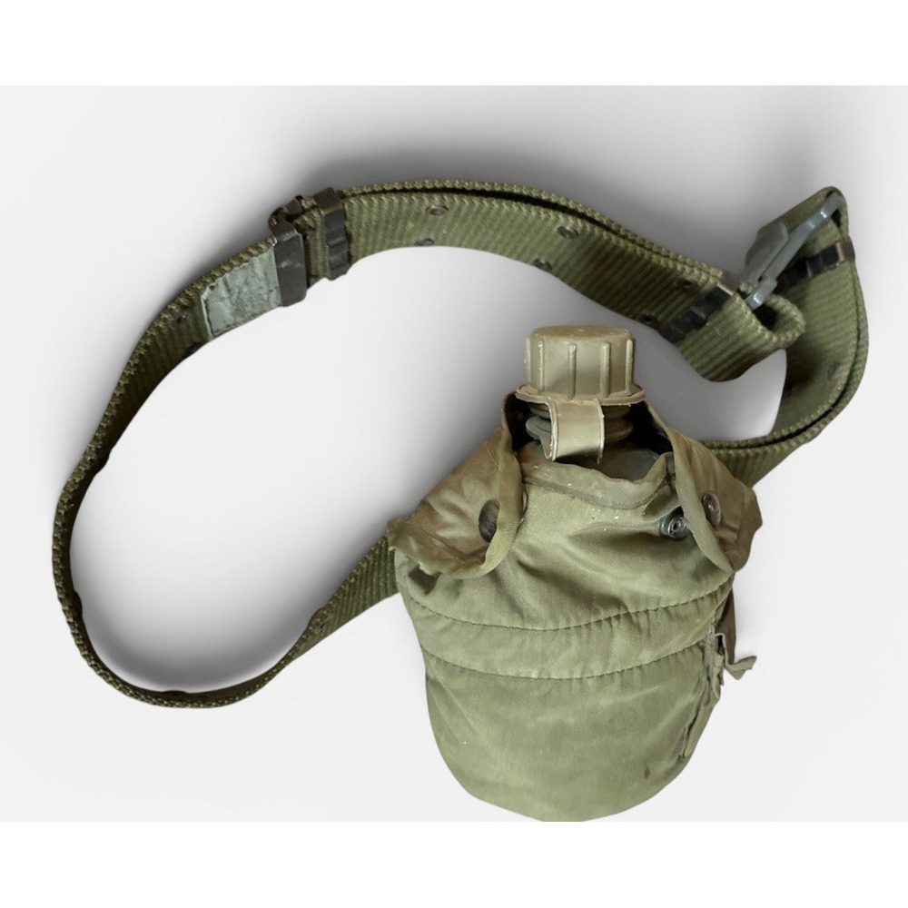 Vintage US Army Canteen 1979 Zarn and 1963 Hamill Mfg Co Web Belt Olive Drab